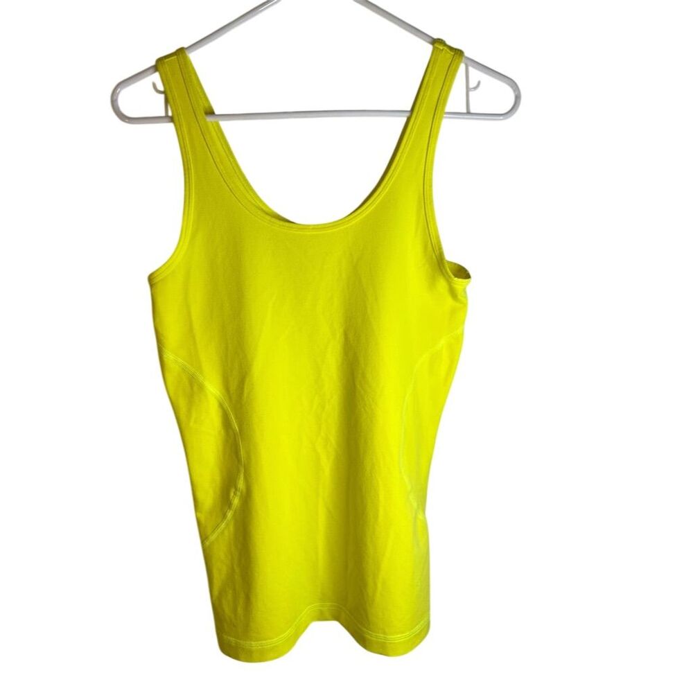 Zella Women's Neon Yellow Ribbed Tank Top Size Standard M Activewear Sleeveless